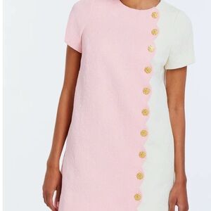 Elegant Pink and Cream Dress with Gold Accents